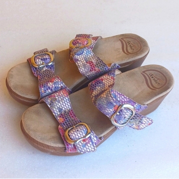 DANSKO Colorful Snake Print Wedge Sandals - Picture 2 of 5